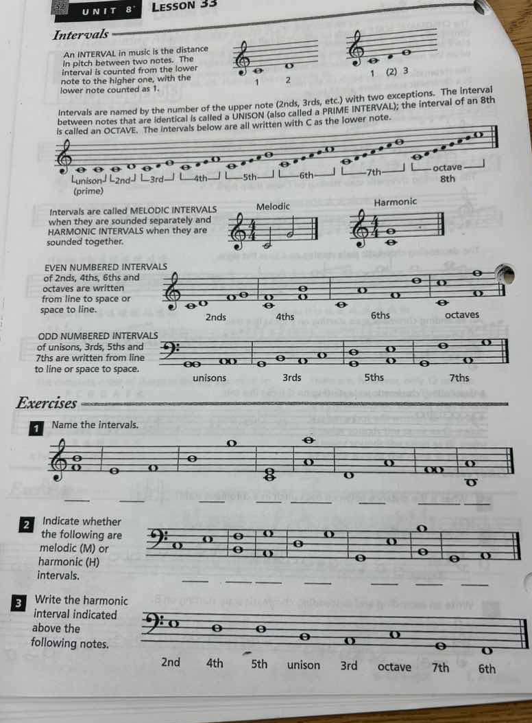 unit 8 lesson 33 intervals an interval in music is the distance in pitc…