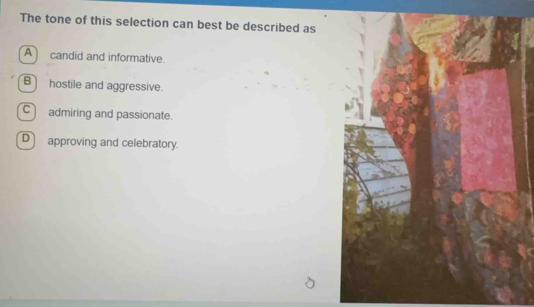 the tone of this selection can best be described as a candid and inform…