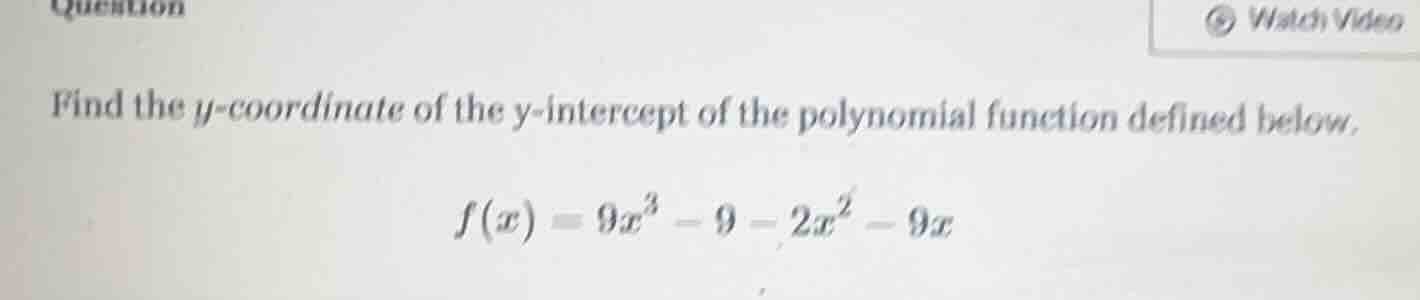 find the y-coordinate of the y-intercept of the polynomial function def…