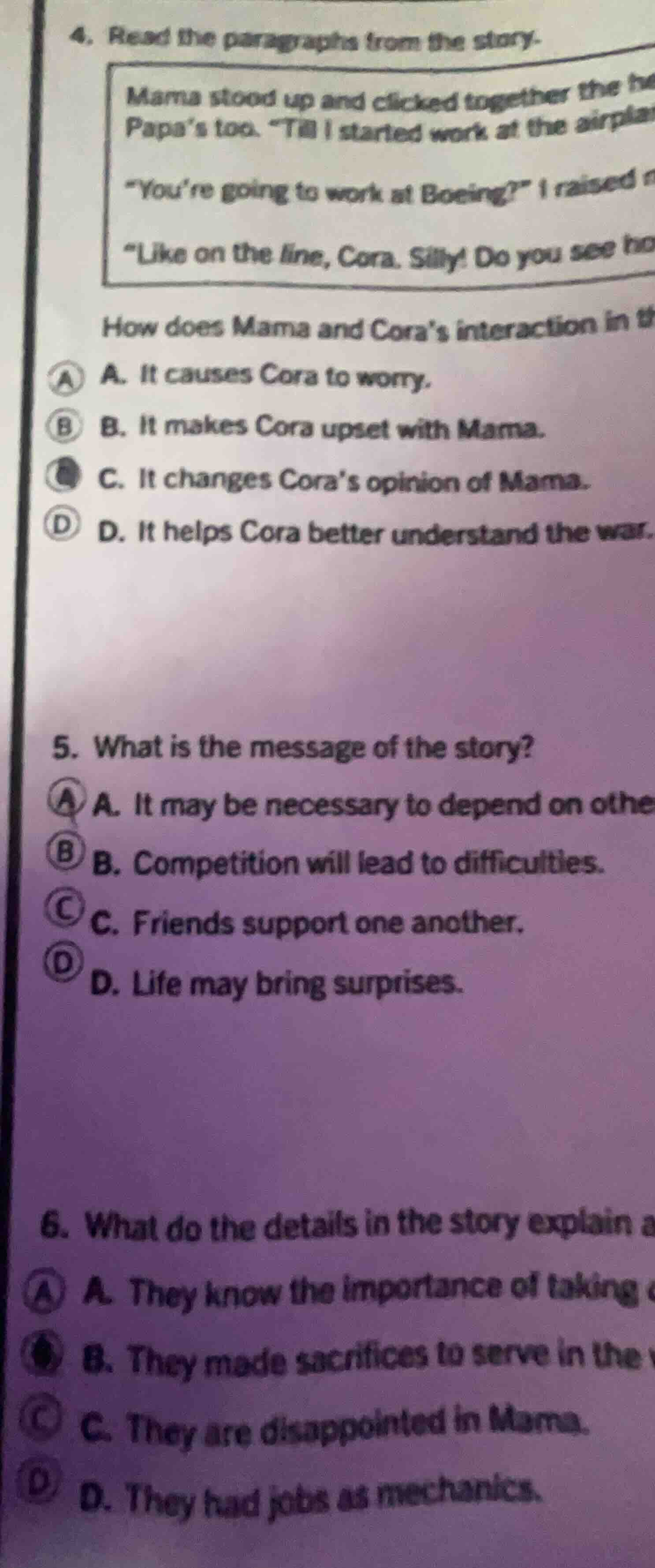 4. read the paragraphs from the story. mama stood up and clicked togeth…