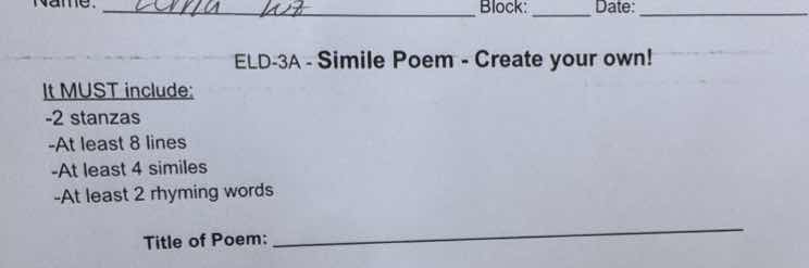 name. block: date: eld-3a - simile poem - create your own! it must incl…