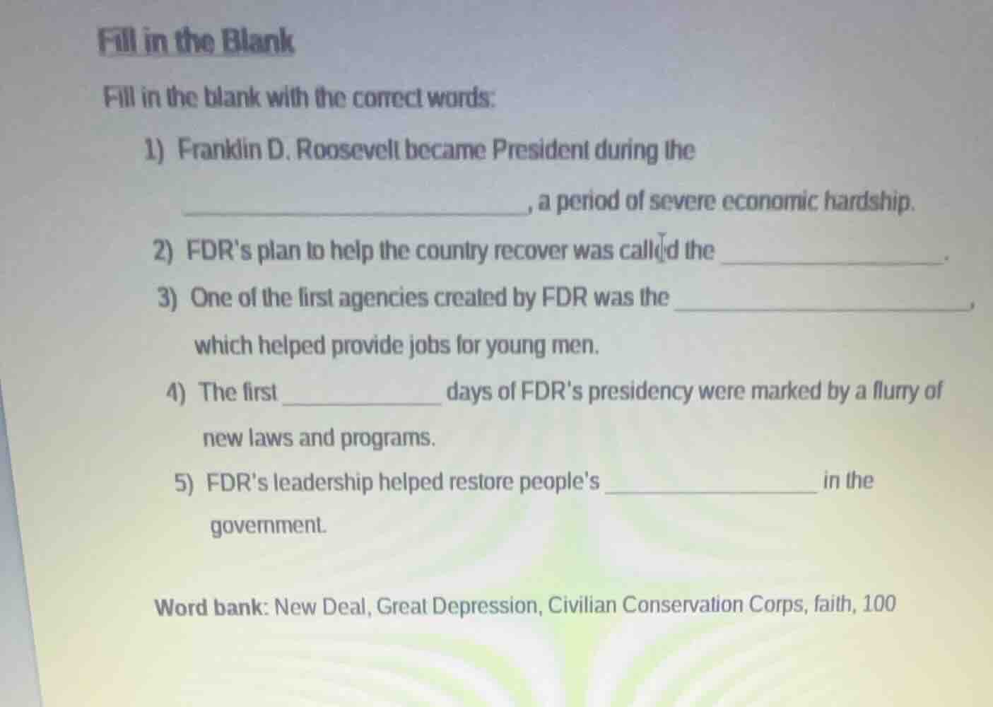 fill in the blank fill in the blank with the correct words: 1) franklin…