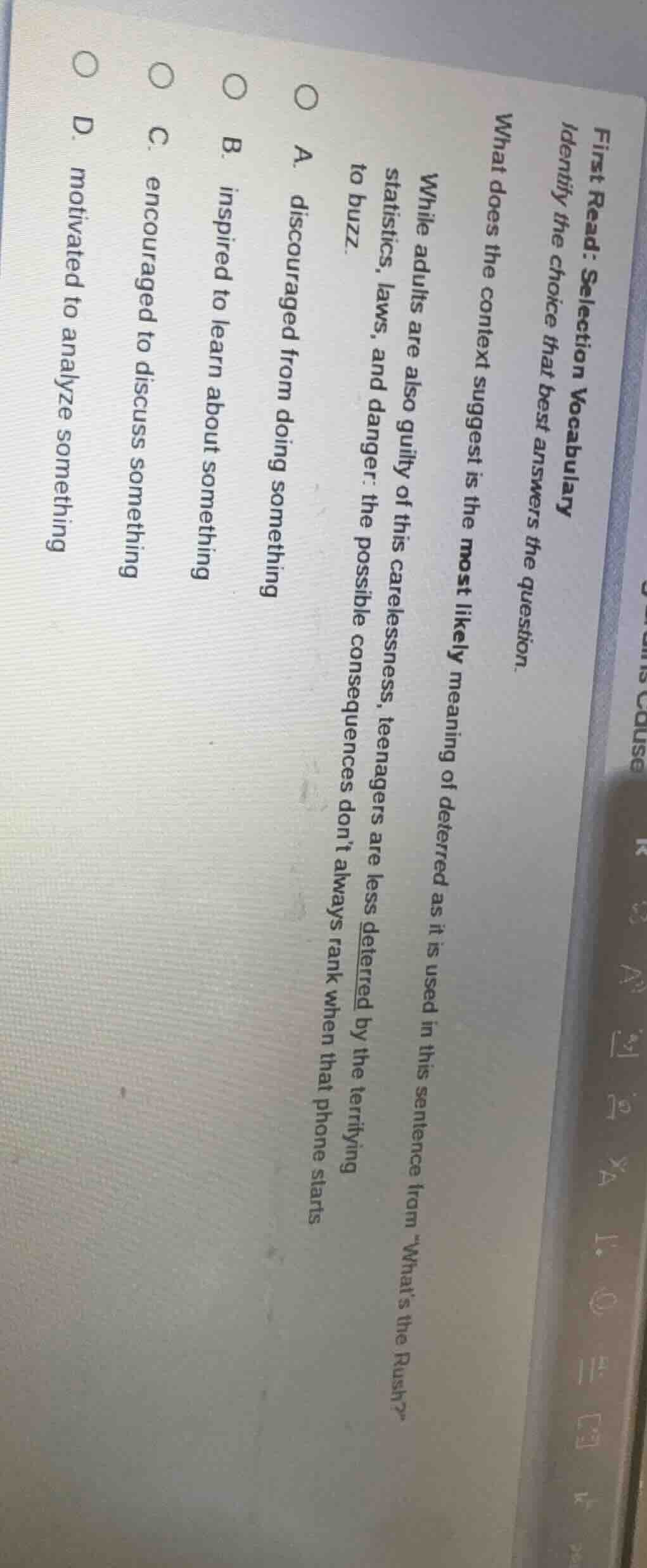 first read: selection vocabulary identify the choice that best answers …