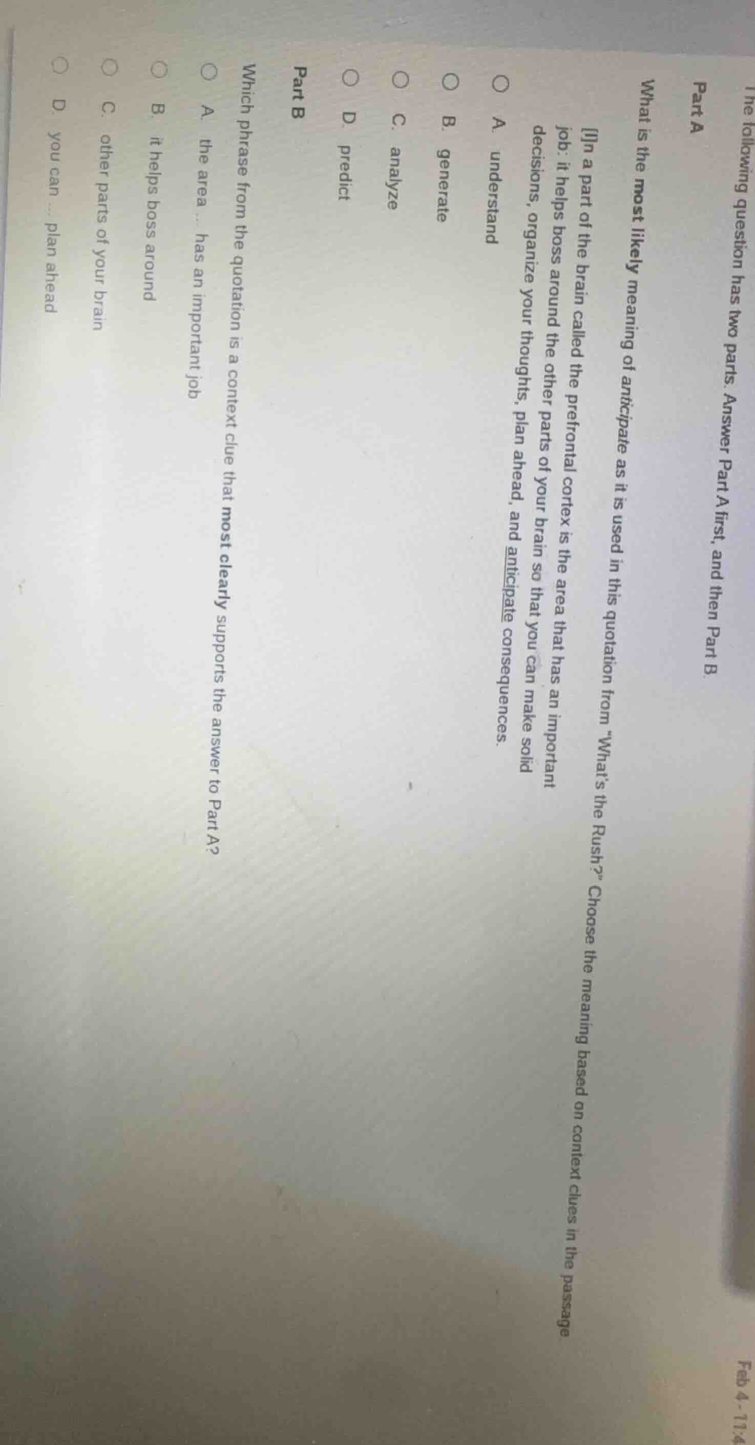 the following question has two parts. answer part a first, and then par…