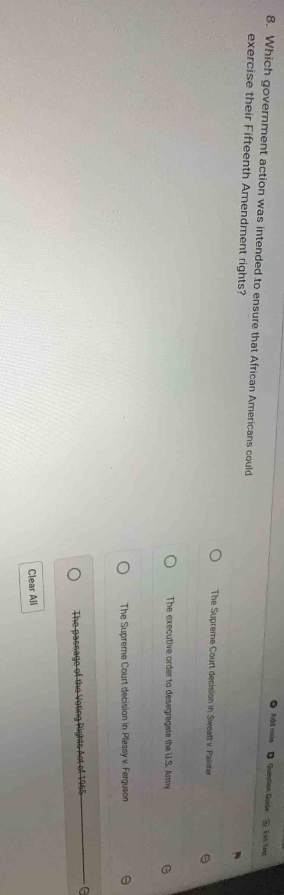 8. which government action was intended to ensure that african american…