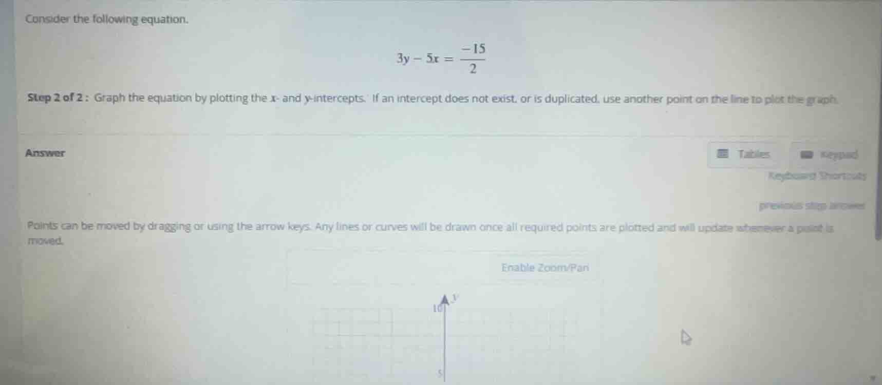 consider the following equation. \\(3y - 5x = \\frac{-15}{2}\\) step 2 …