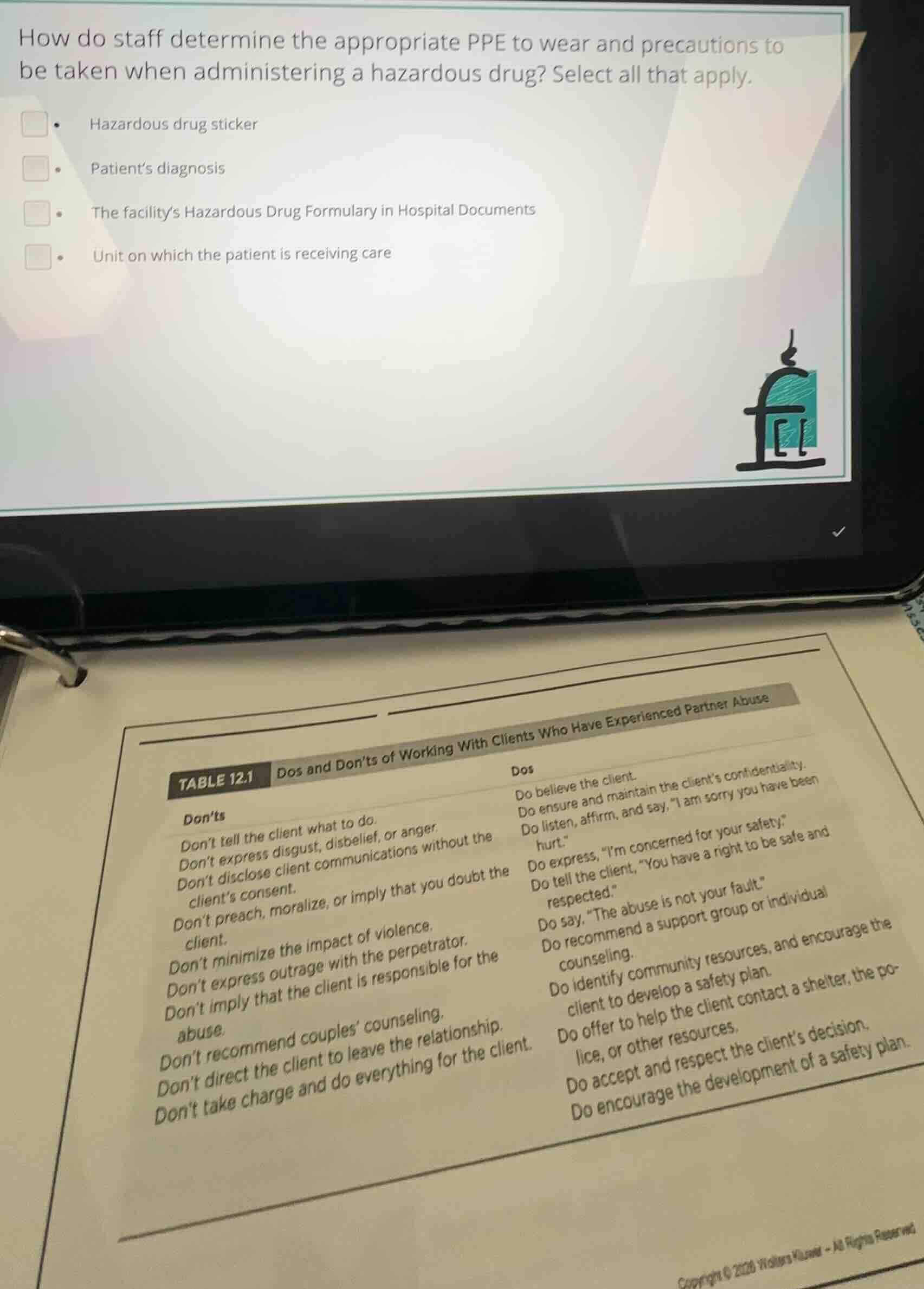 how do staff determine the appropriate ppe to wear and precautions to b…