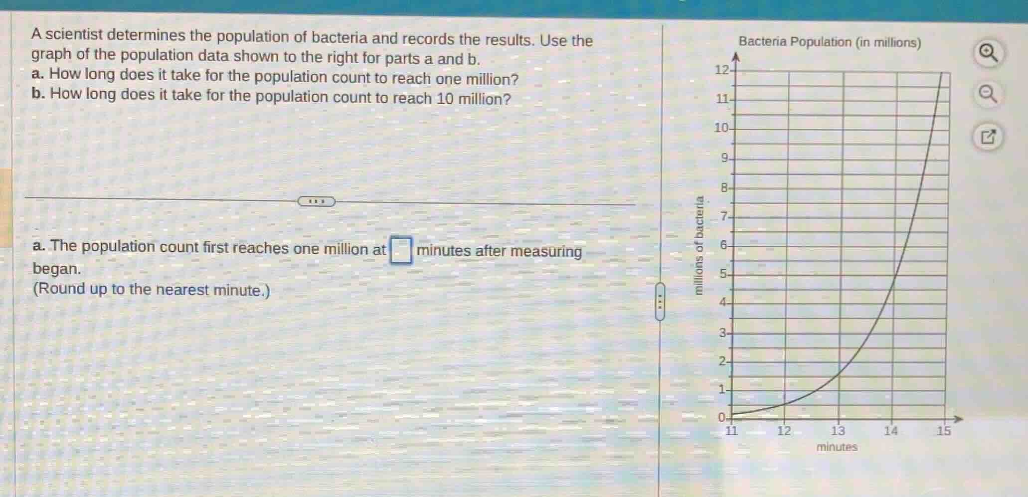 a scientist determines the population of bacteria and records the resul…