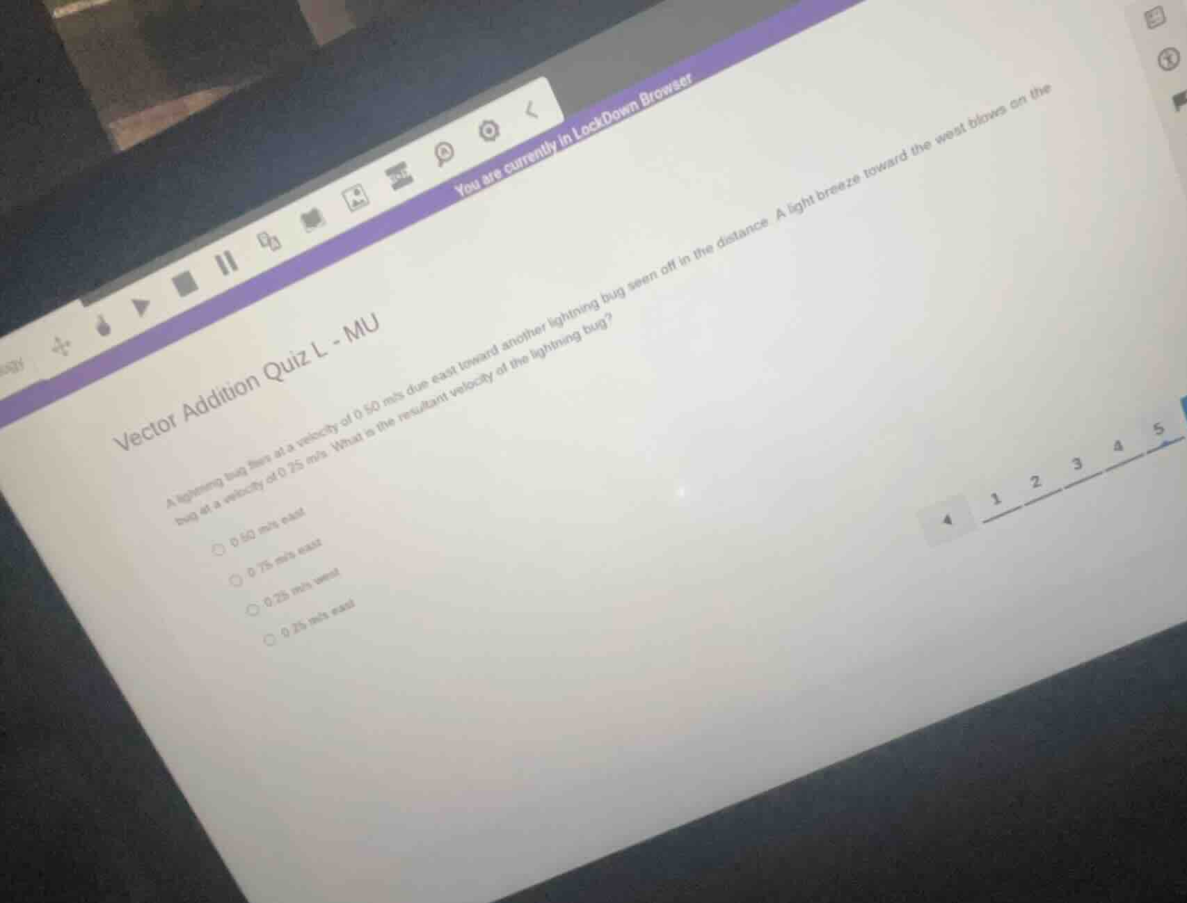 vector addition quiz l - mu a lightning bug flies at a velocity of 0.50…