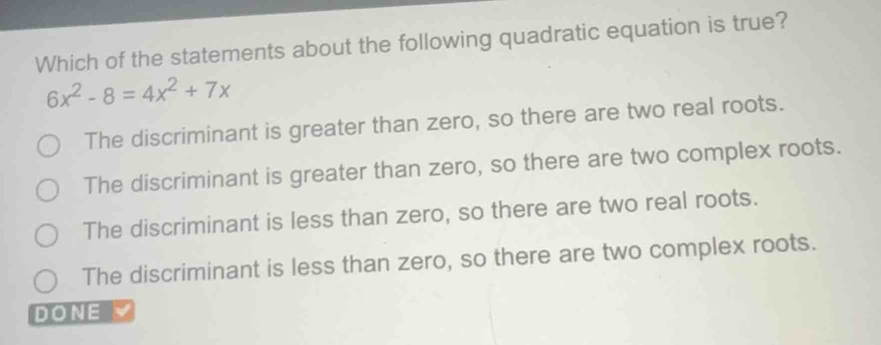 which of the statements about the following quadratic equation is true?…