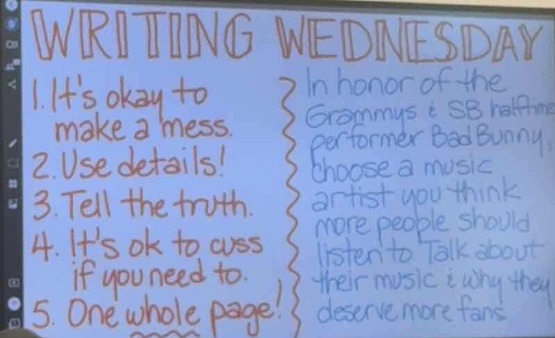 writing wednesday 1. its okay to make a mess. 2. use details! 3. tell t…