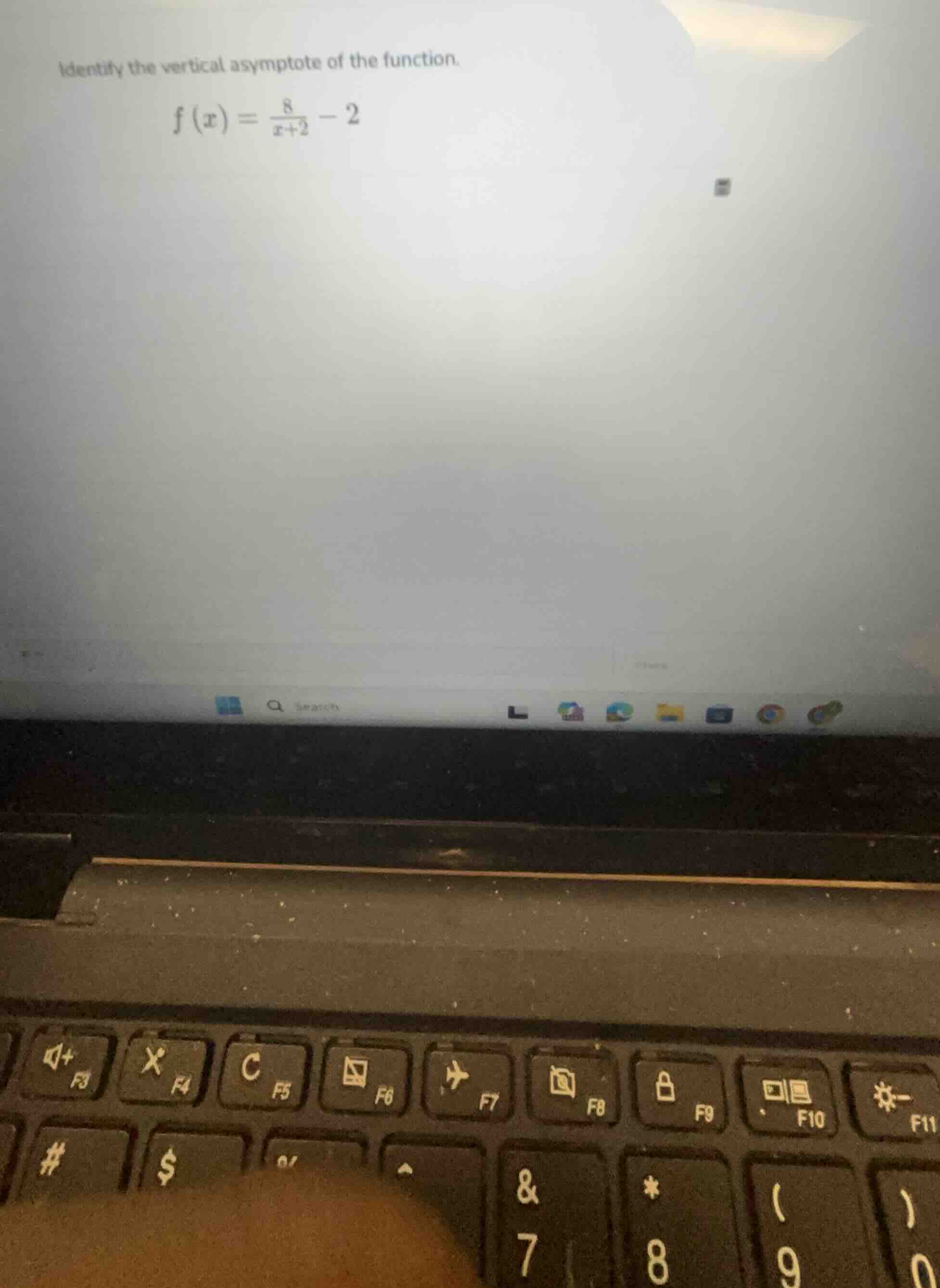 identify the vertical asymptote of the function.\\( f(x) = \\frac{8}{x …