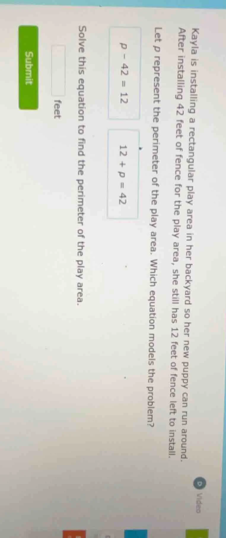 kayla is installing a rectangular play area in her backyard so her new …