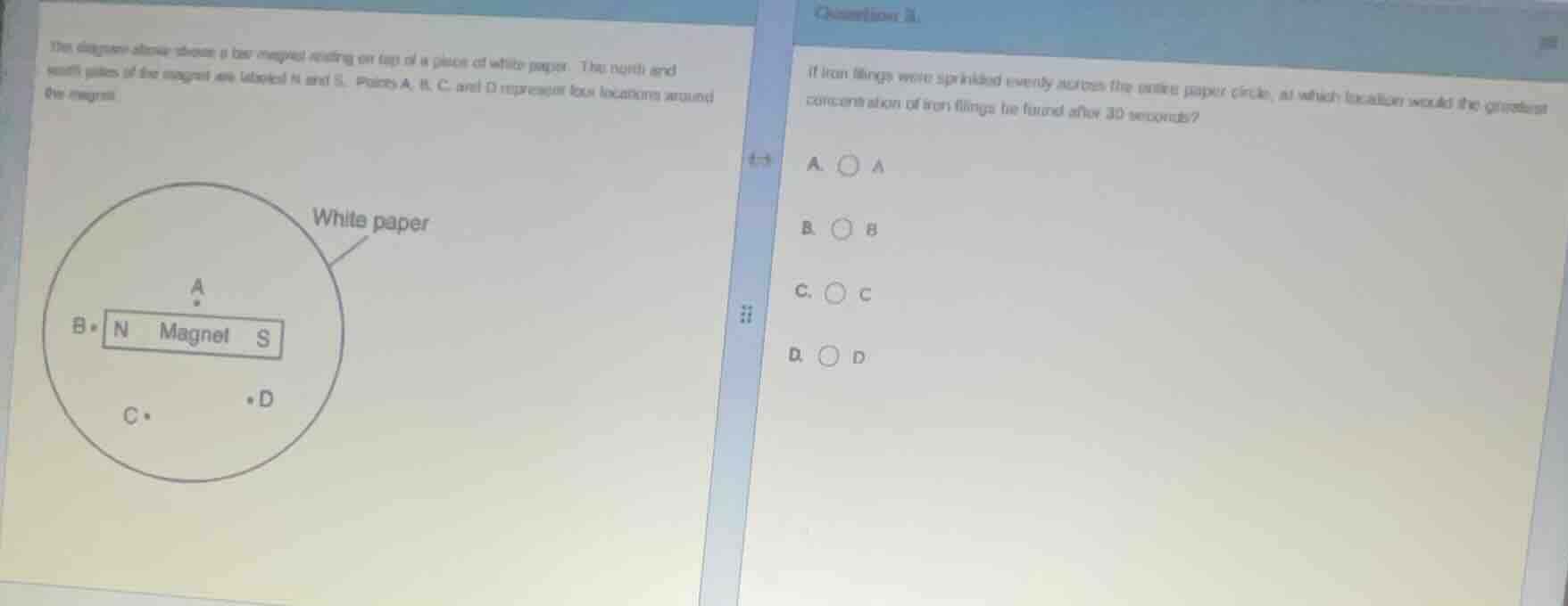 the diagram above shows a bar magnet resting on top of a piece of white…