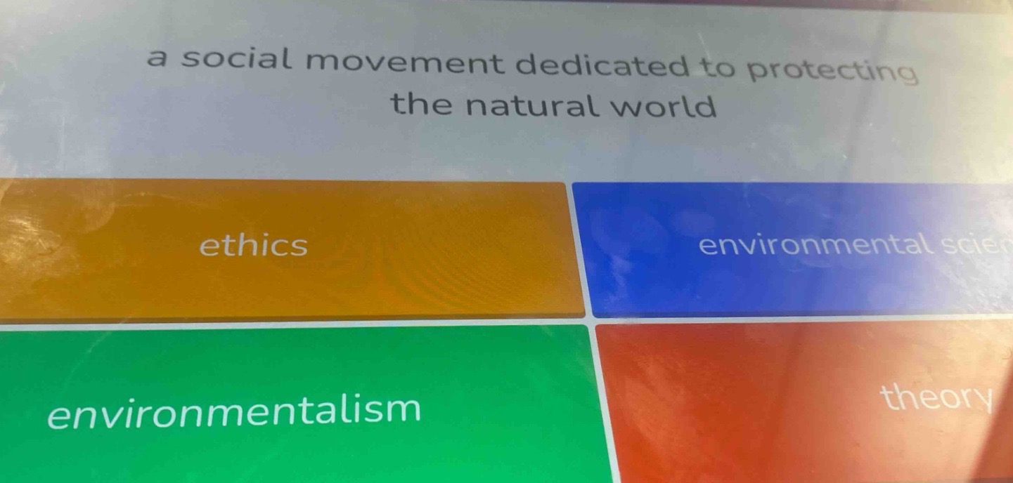 a social movement dedicated to protecting the natural world ethics envi…