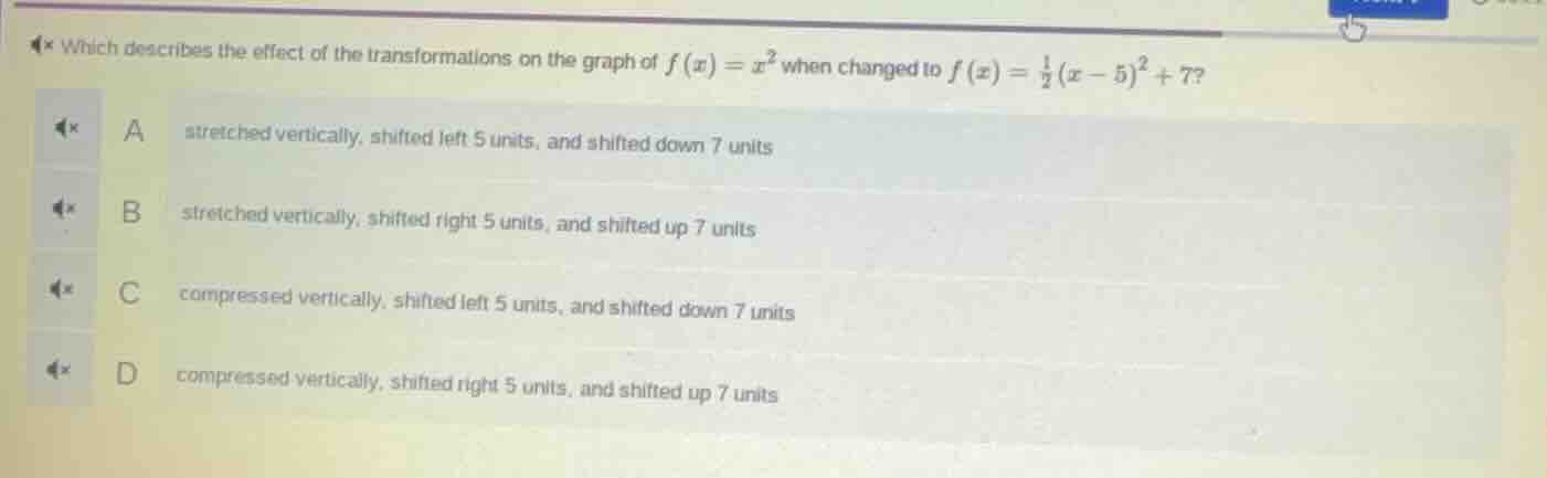 which describes the effect of the transformations on the graph of $f(x)…
