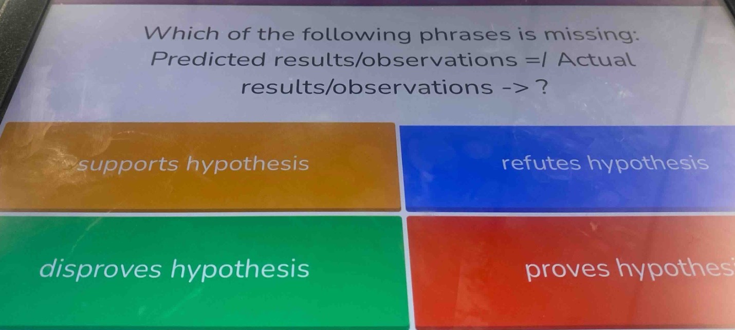 which of the following phrases is missing: predicted results/observatio…