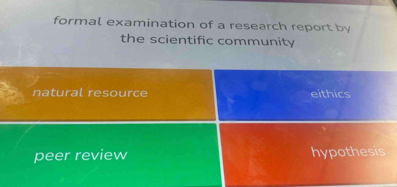 formal examination of a research report by the scientific community; na…