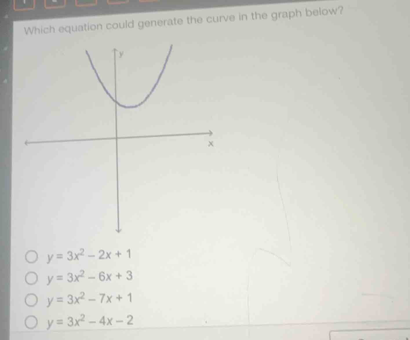 which equation could generate the curve in the graph below? options: - …