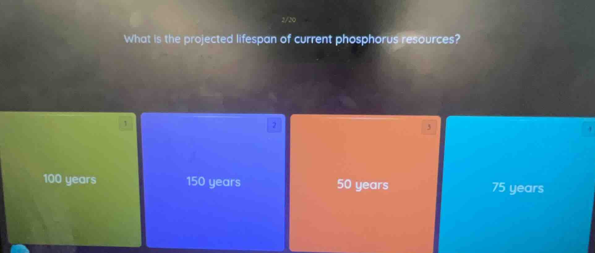 what is the projected lifespan of current phosphorus resources? 100 yea…