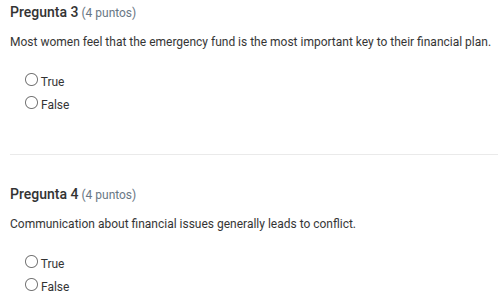 pregunta 3 (4 puntos) most women feel that the emergency fund is the mo…