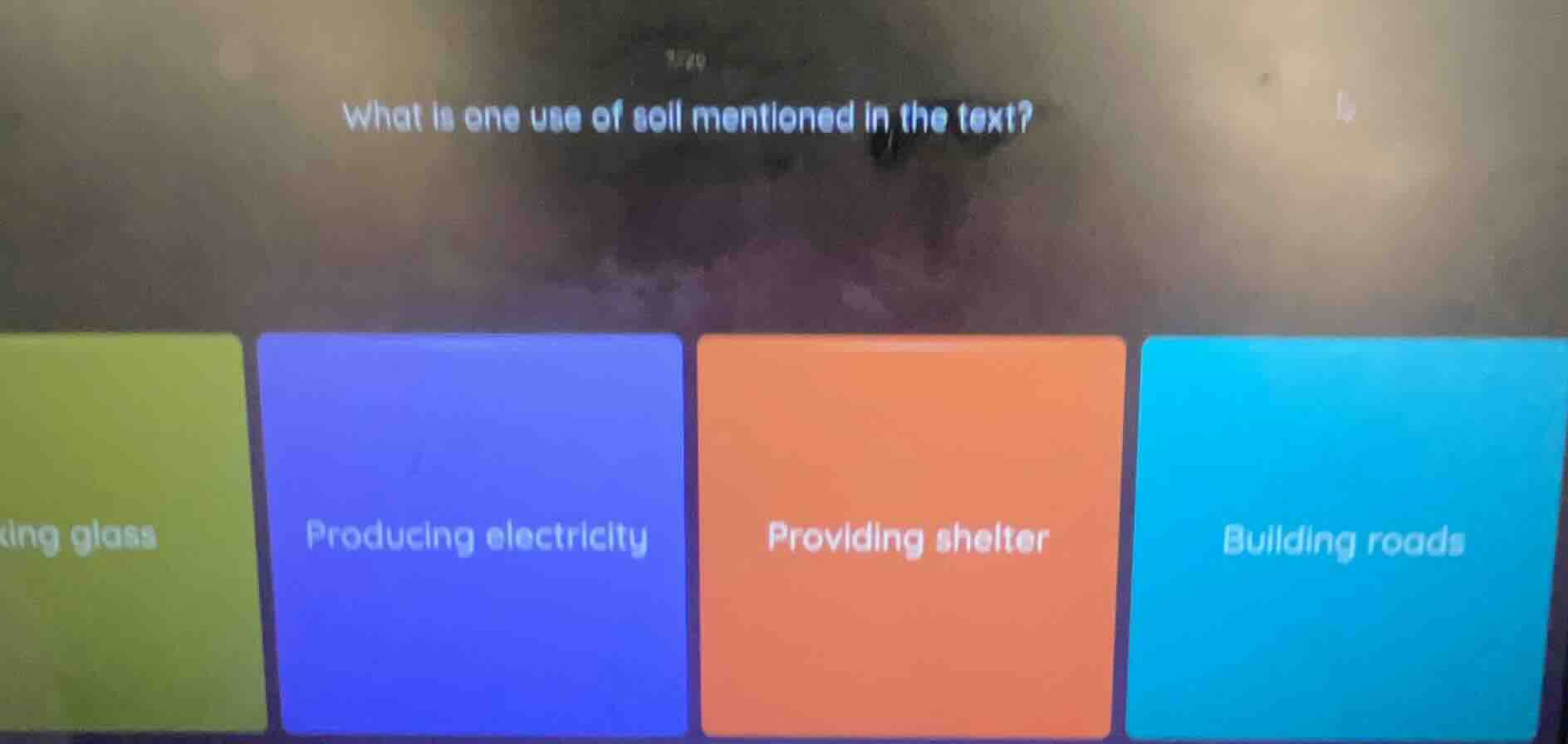 what is one use of soil mentioned in the text? ing glass producing elec…