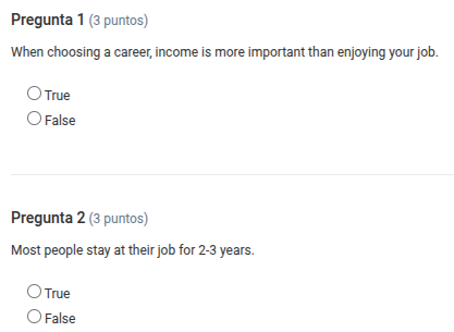pregunta 1 (3 puntos) when choosing a career, income is more important …