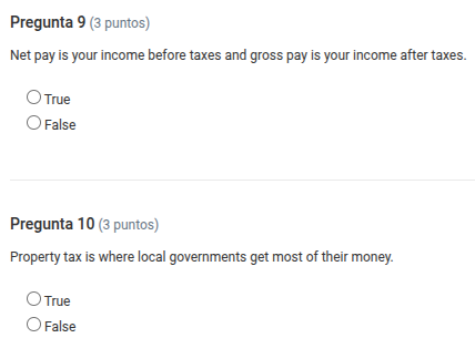 pregunta 9 (3 puntos) net pay is your income before taxes and gross pay…