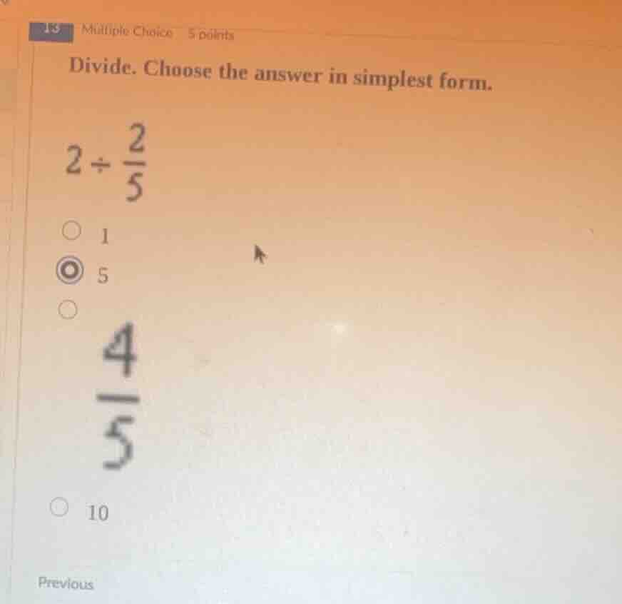16 multiple choice 5 points divide. choose the answer in simplest form.…