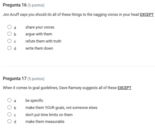 pregunta 16 (5 puntos) jon acuff says you should do all of these things…