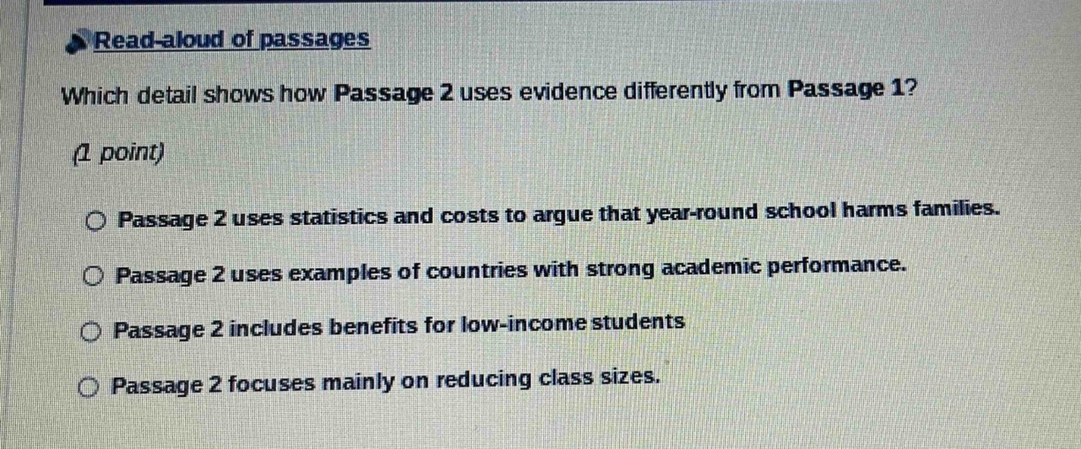 read - aloud of passages which detail shows how passage 2 uses evidence…