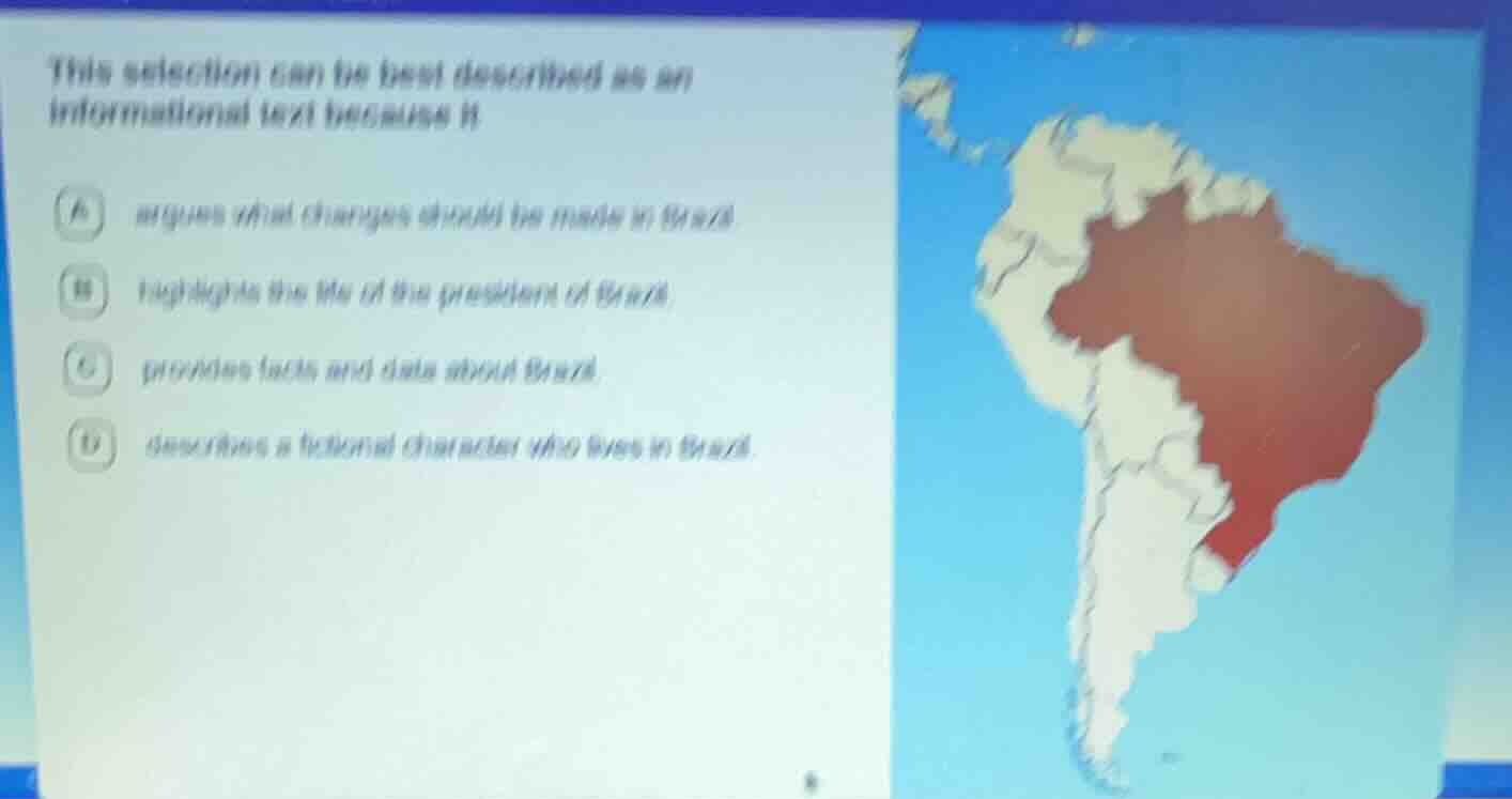 this selection can be best described as an informational text because i…