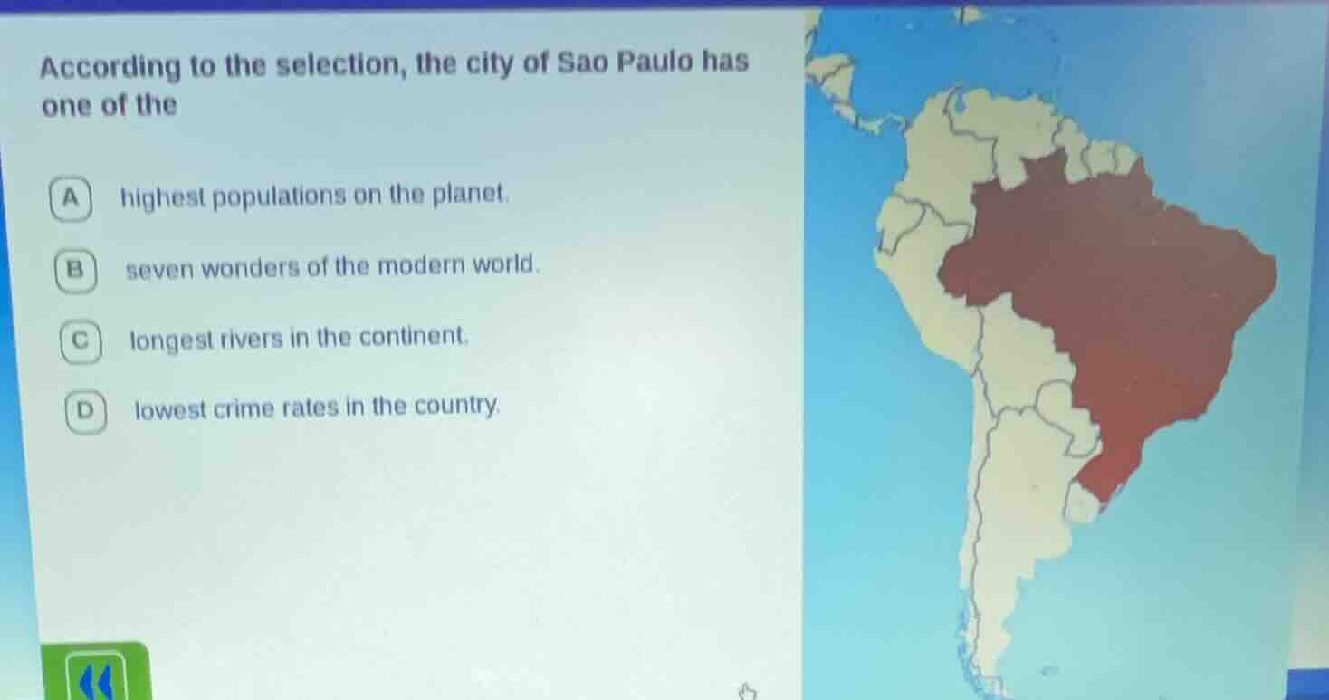 according to the selection, the city of sao paulo has one of the a high…