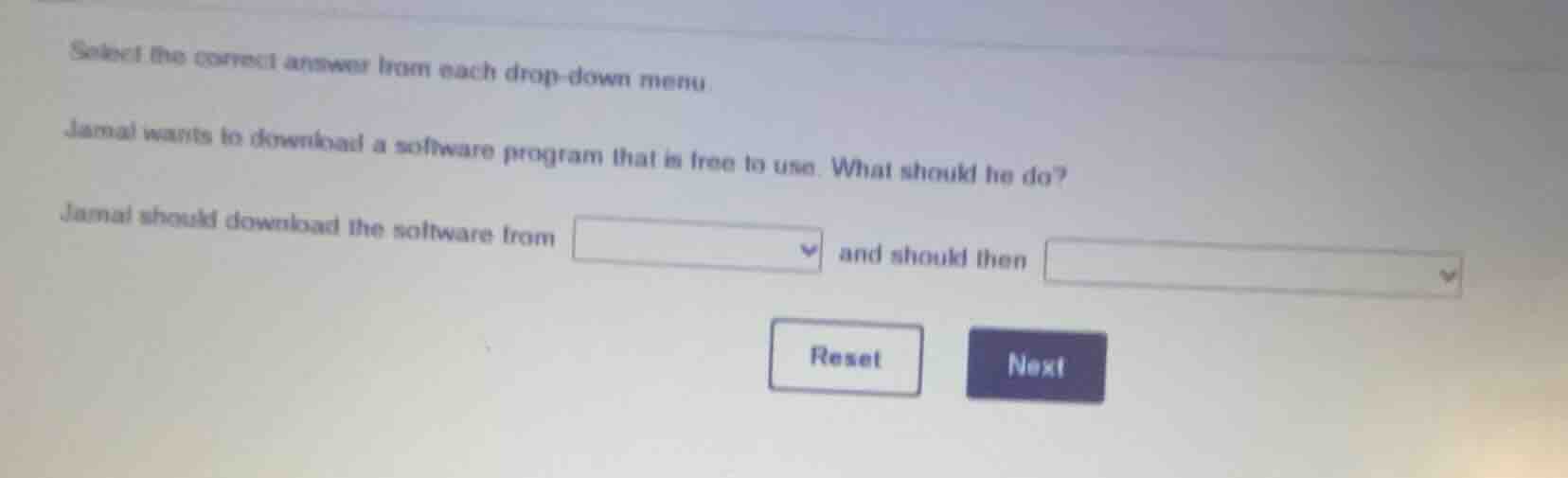 select the correct answer from each drop - down menu. jamal wants to do…