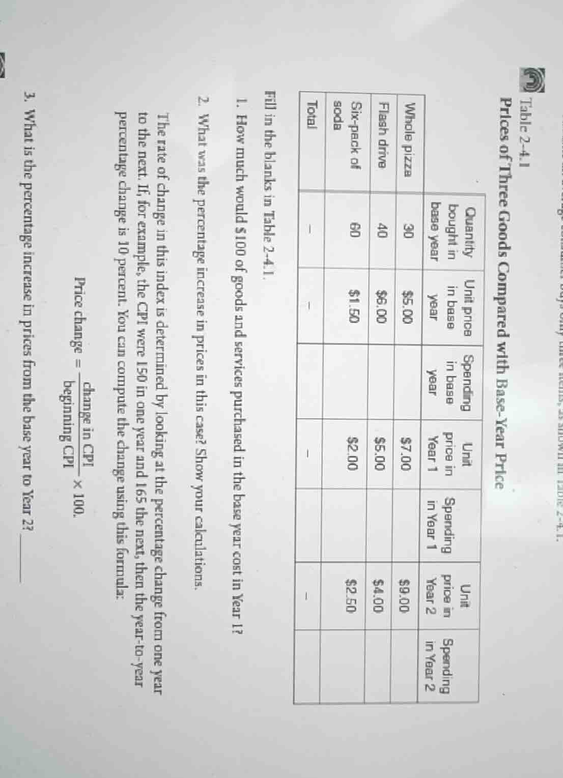 table 2-4.1 prices of three goods compared with base-year price | | qua…