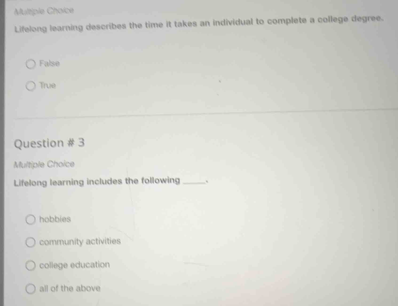 multiple choice lifelong learning describes the time it takes an indivi…