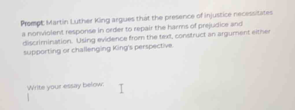 prompt: martin luther king argues that the presence of injustice necess…