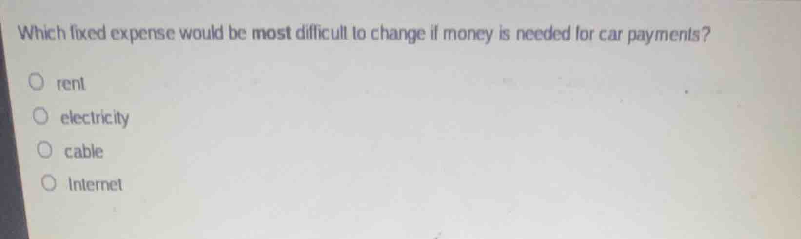 which fixed expense would be most difficult to change if money is neede…