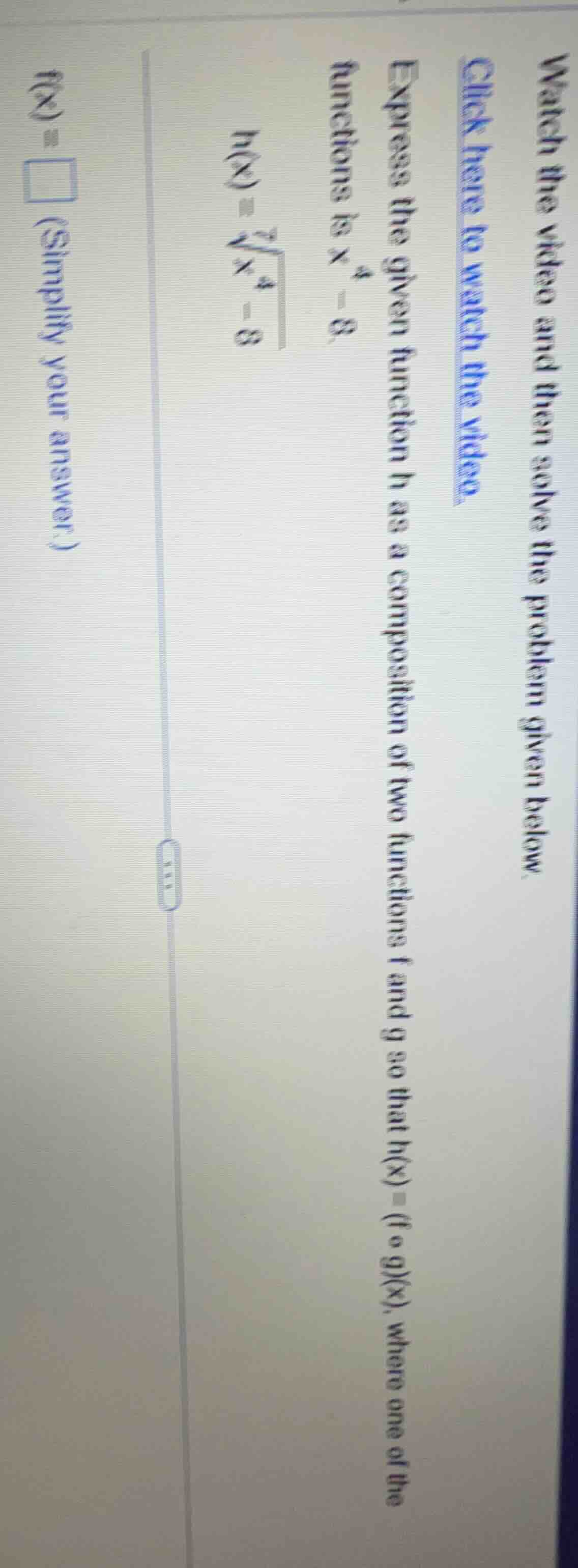 watch the video and then solve the problem given below. click here to w…