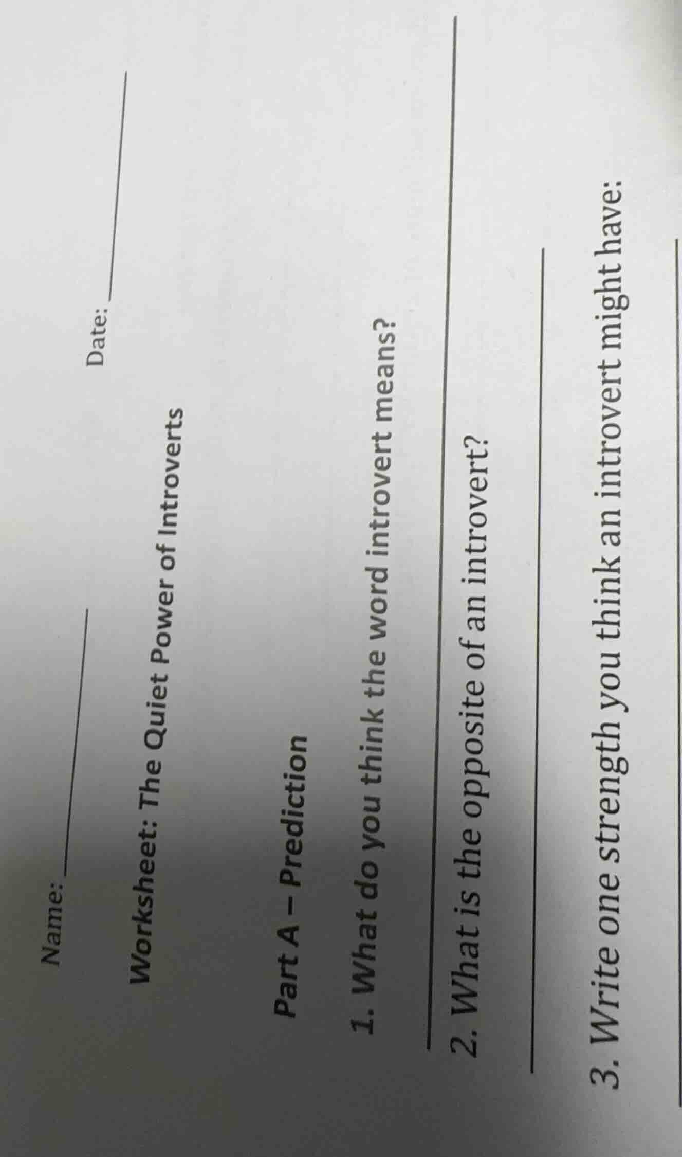 name: date: worksheet: the quiet power of introverts part a - predictio…