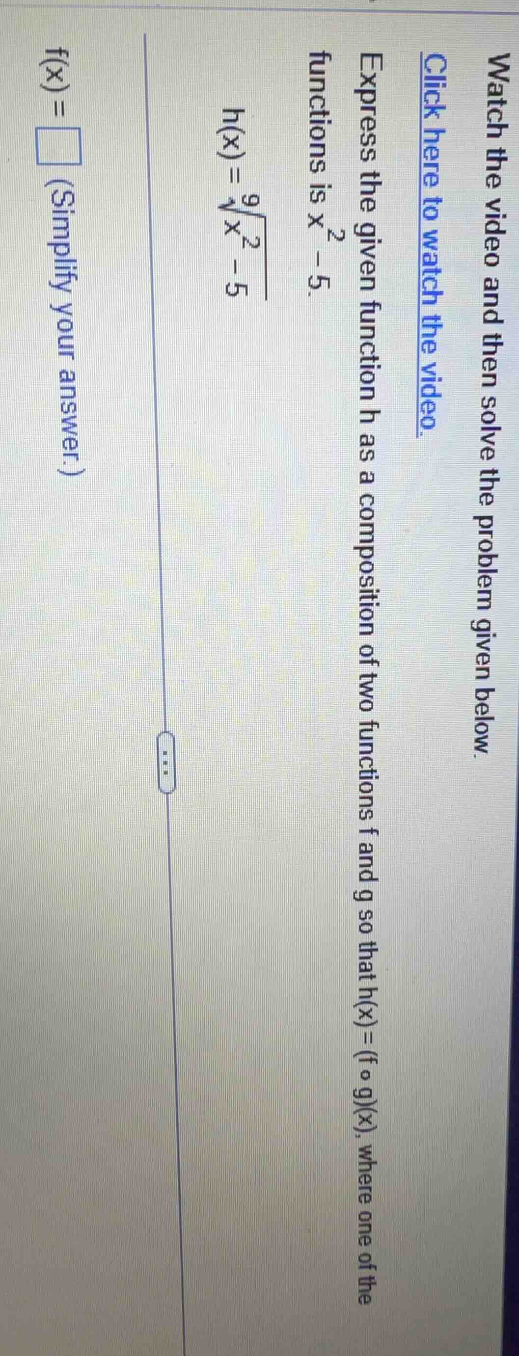 watch the video and then solve the problem given below. click here to w…