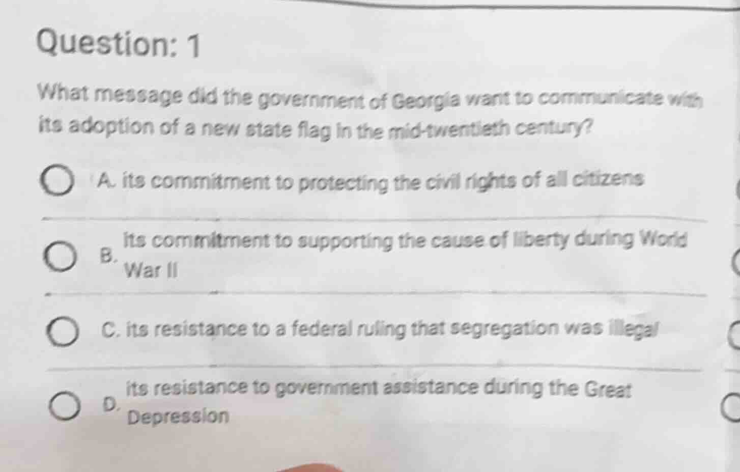 question: 1 what message did the government of georgia want to communic…