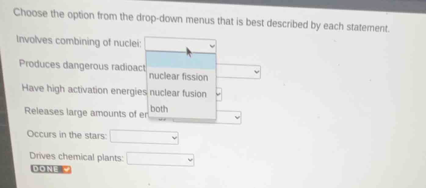 choose the option from the drop - down menus that is best described by …