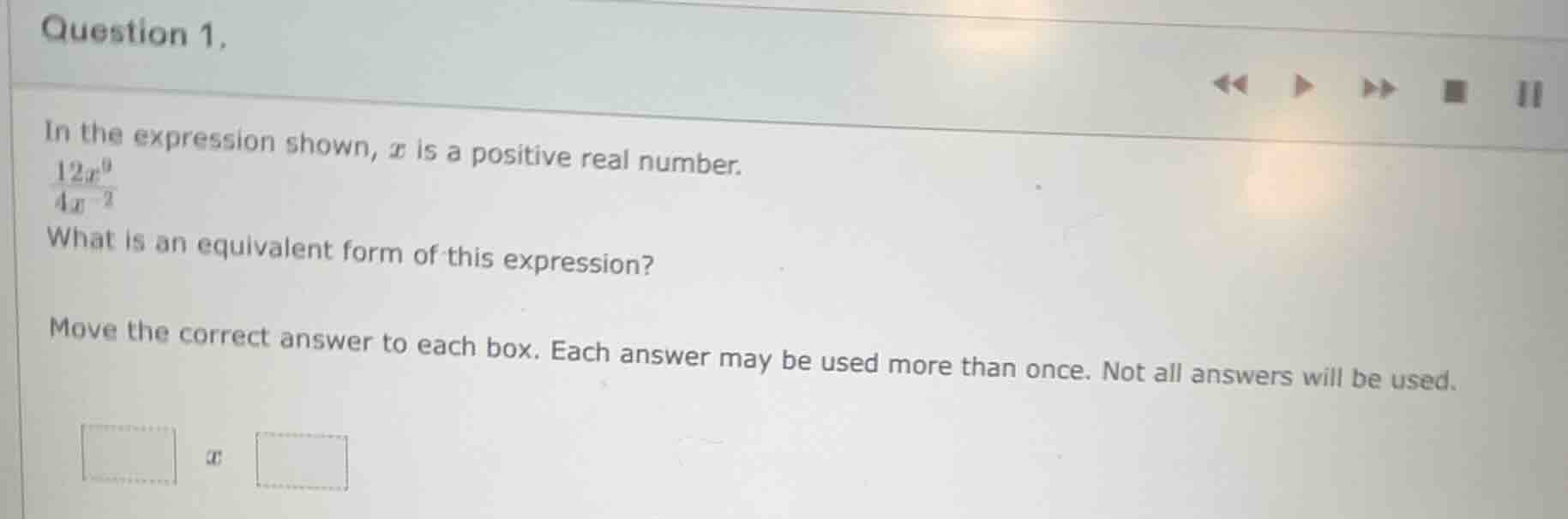 question 1. in the expression shown, ( x ) is a positive real number. (…