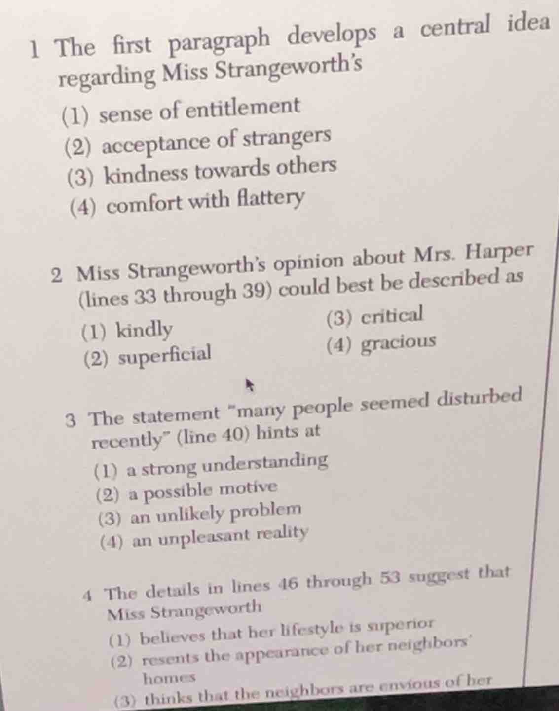 1 the first paragraph develops a central idea regarding miss strangewor…