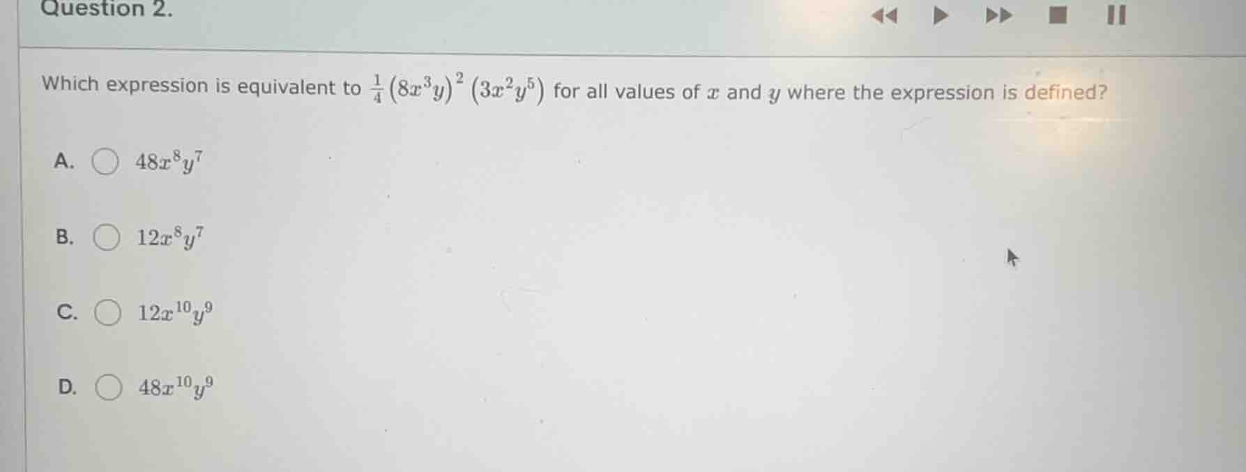 question 2. which expression is equivalent to \\(\\frac{1}{4}\\left(8x^…