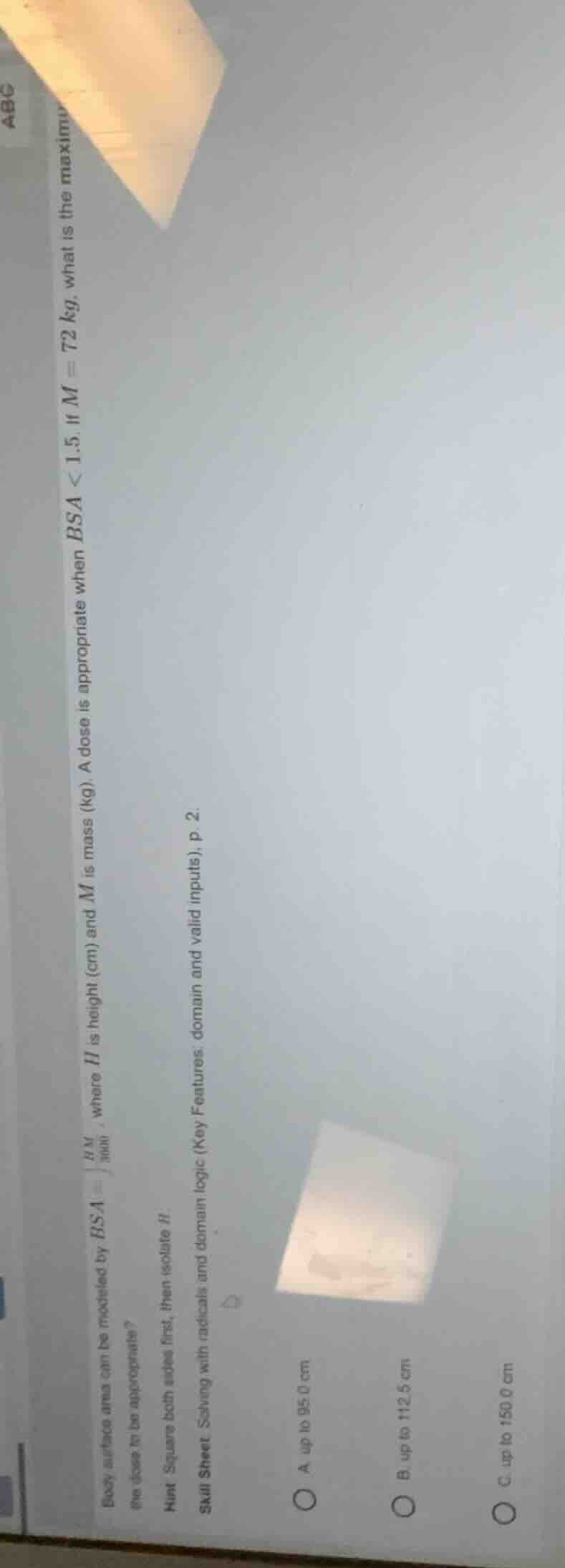 body surface area can be modeled by ( bsa = sqrt{\frac{hm}{3600}} ), wh…