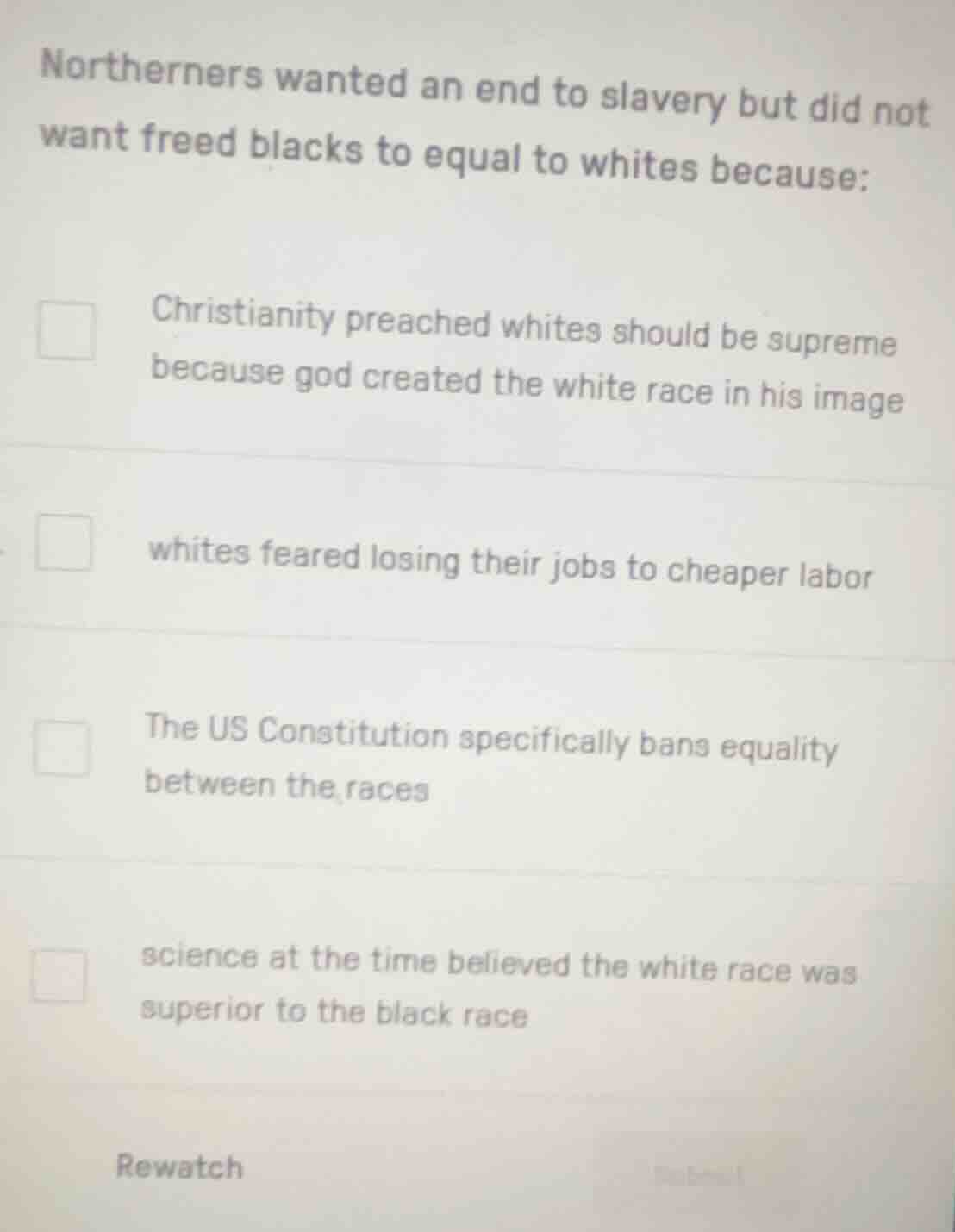 northerners wanted an end to slavery but did not want freed blacks to e…