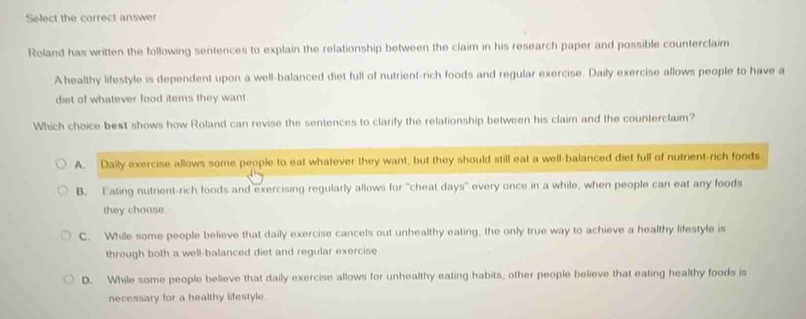 select the correct answer roland has written the following sentences to…