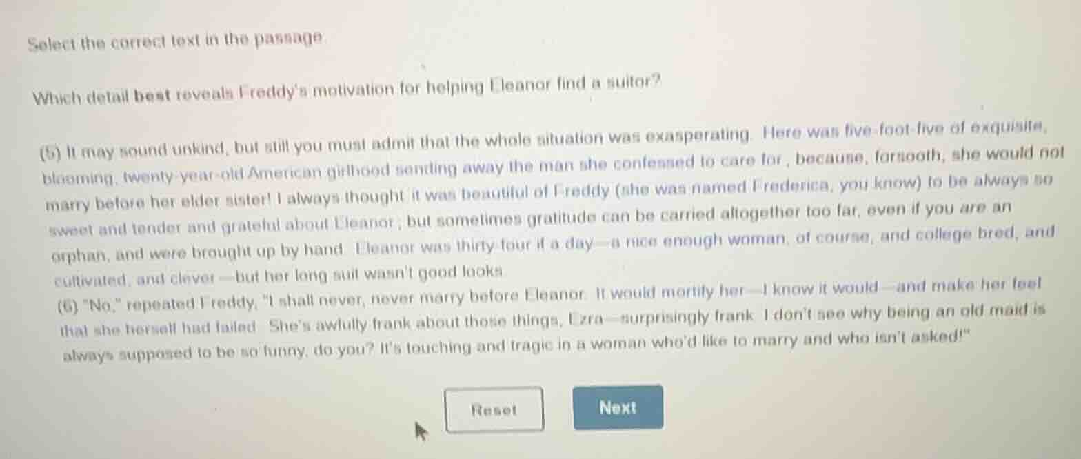 select the correct text in the passage. which detail best reveals fredd…